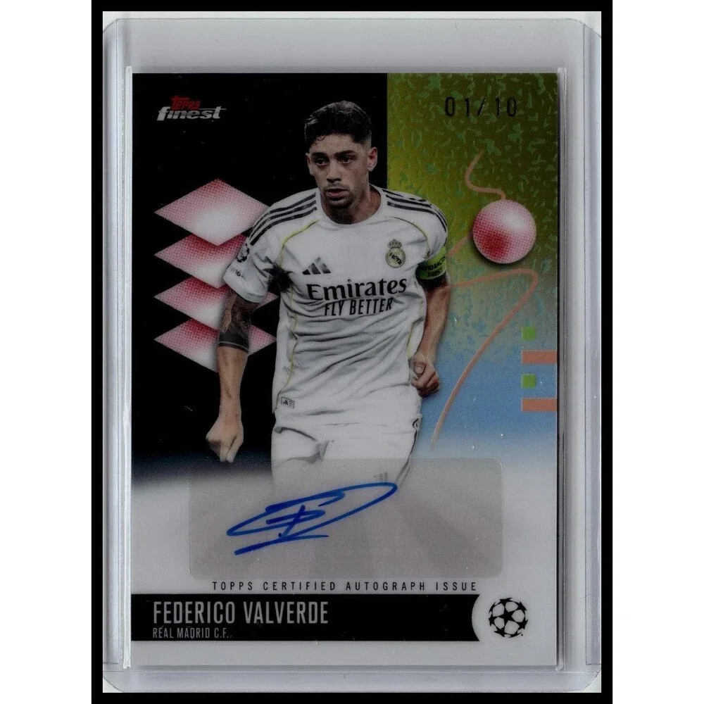 FEDERICO VALVERDE 2025-26 TOPPS FINEST UEFA BLACK REFRACTOR AUTO 1/10 Madrid